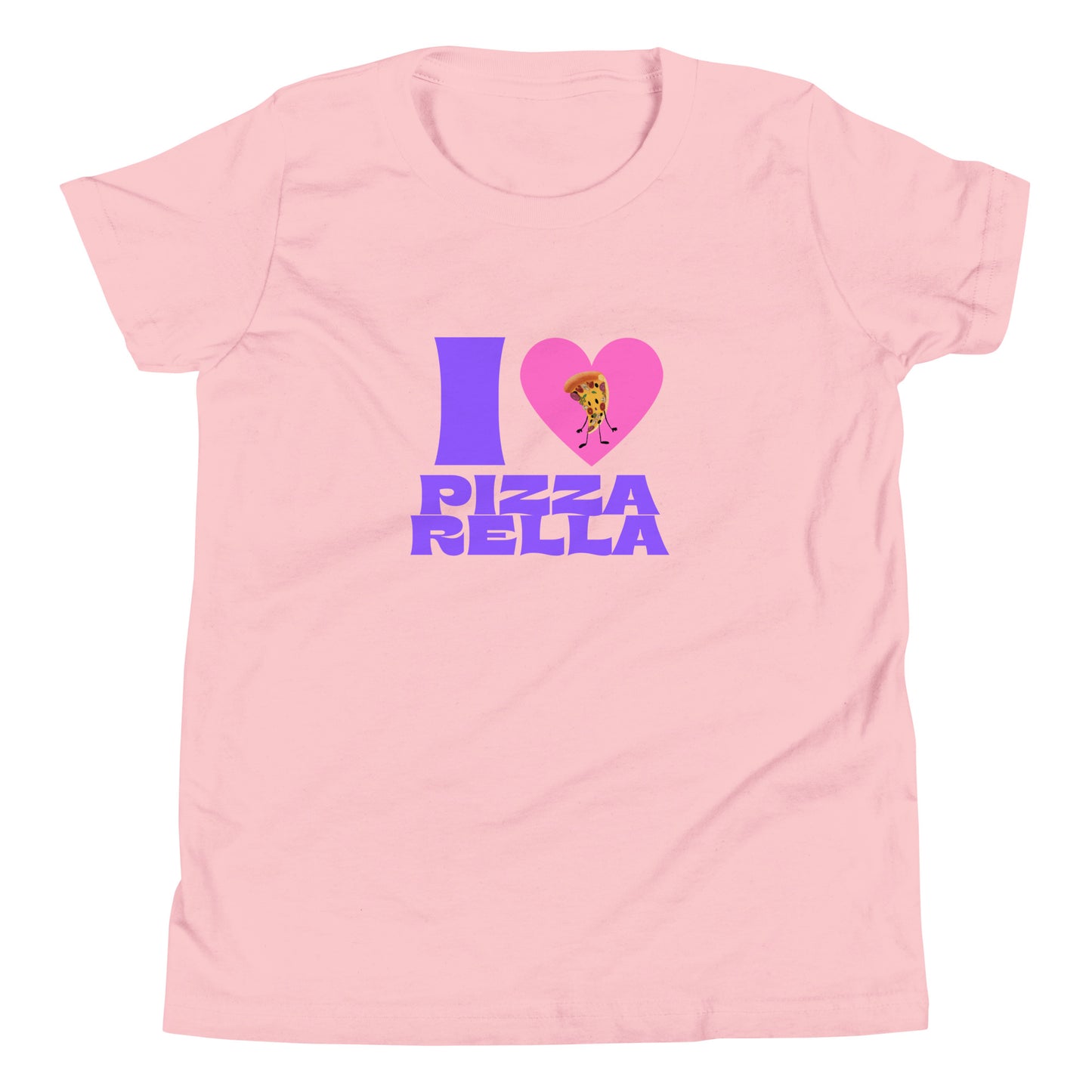 Pink t-shirt with 'I ❤️ PizzaRella' design