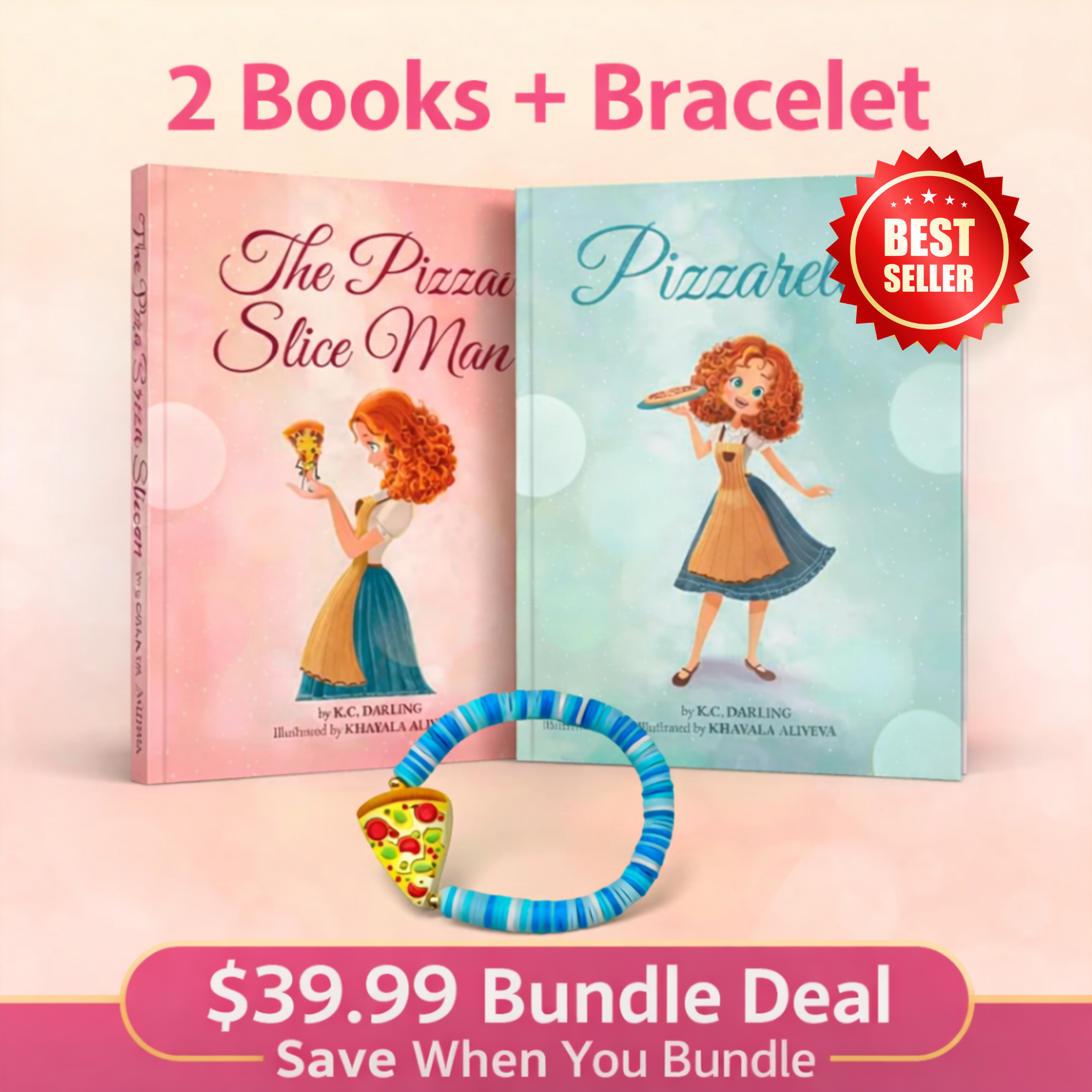  'Pizza Party Bundle' including books on a pink background