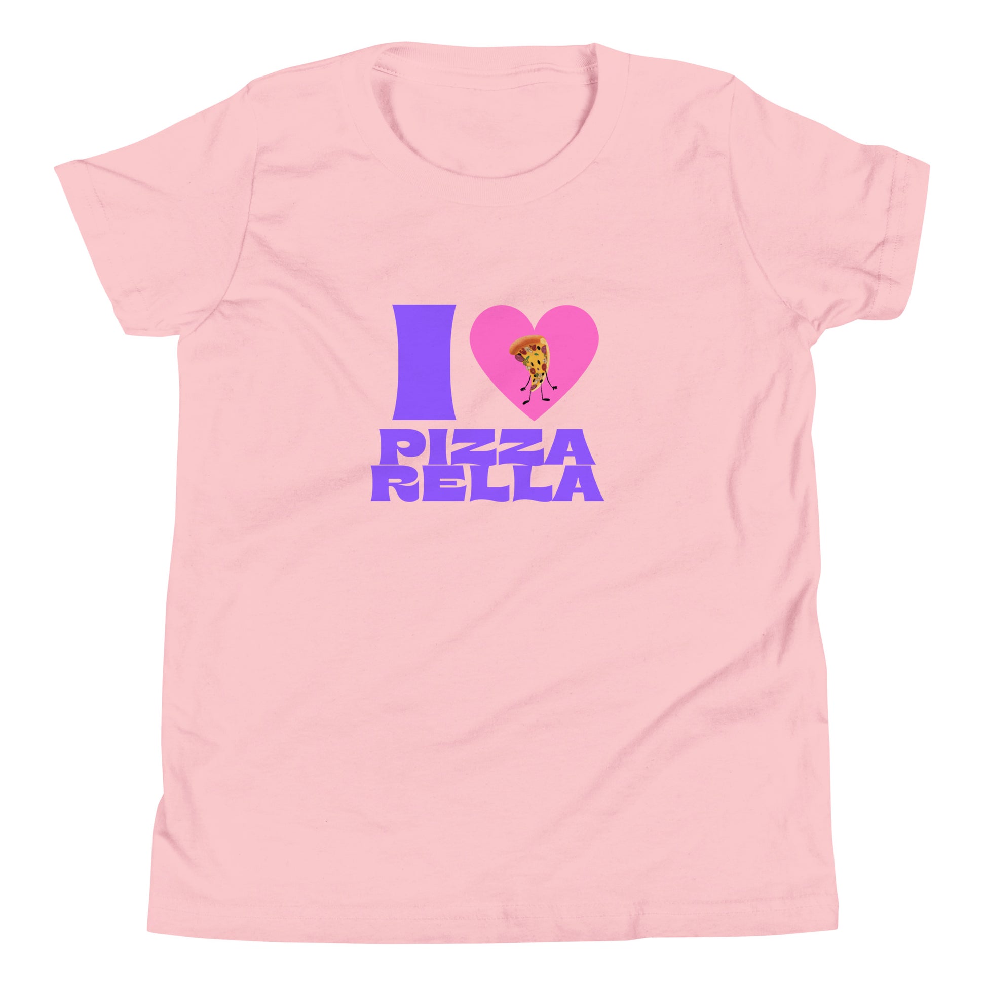 Pink t-shirt with 'I ❤️ PizzaRella' design 